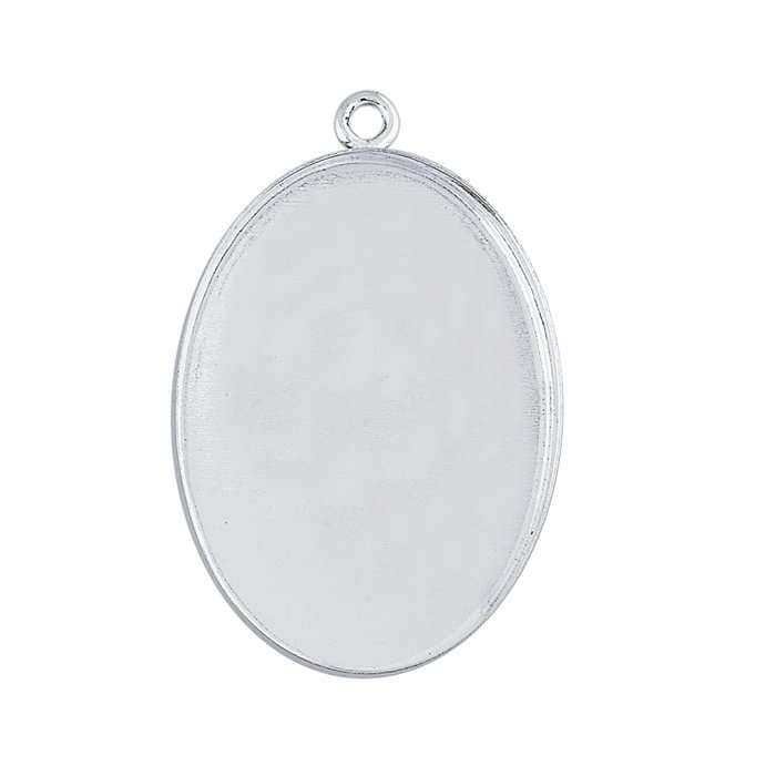 Sterling Silver 25 x 18mm Oval Bezel Component Mounting