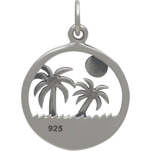 Sterling silver palm tree charm on island - beach charm