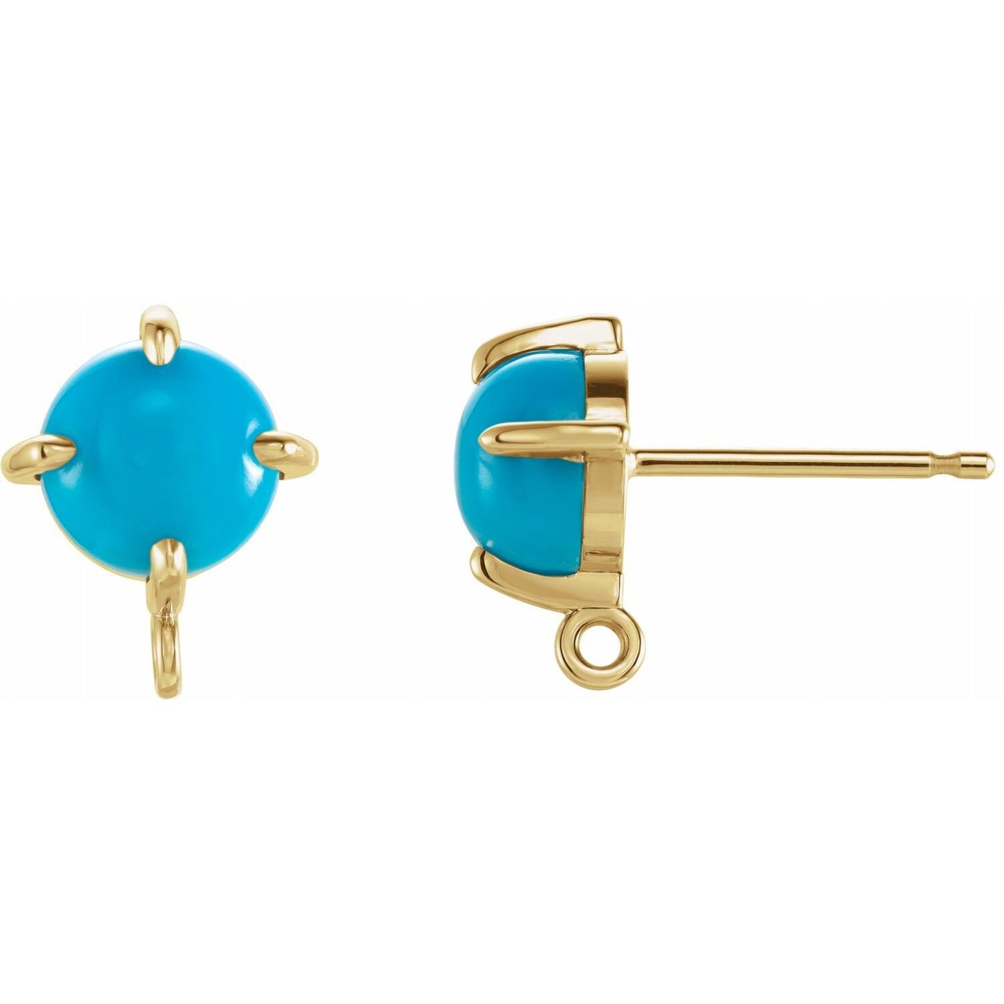 Round 4-Prong Claw Cabochon Earring Top available from 3 to 6mm in Sterling Silver and 14k gold - sold in pairs