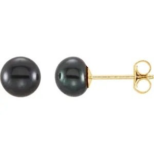 14K Yellow Gold Cultured Pearl Stud Earrings (5-6mm)