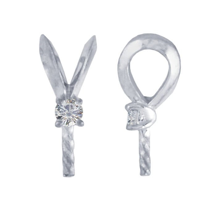 14K Gold Diamond Rabbit Ear Pendant Bail: Pearl Mounting