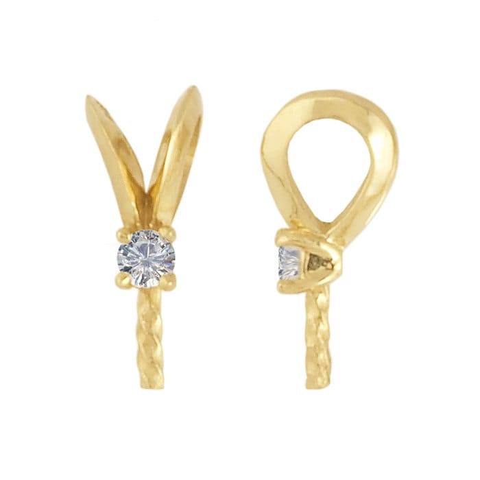 14K Gold Diamond Rabbit Ear Pendant Bail: Pearl Mounting