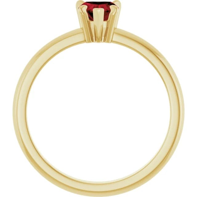 14K Yellow Natural Mozambique Garnet & .03 CT Natural Diamond Ring