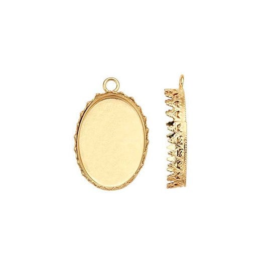 12/20 Yellow Gold-Filled Oval Gallery Wire Cabochon Mounting, 2 sizes available