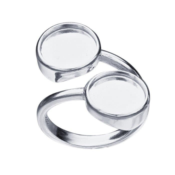 Sterling Silver Bypass Ring with Round Cabochon Mountings