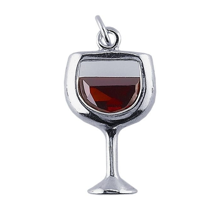 Sterling Silver Red Wine Glass Charm