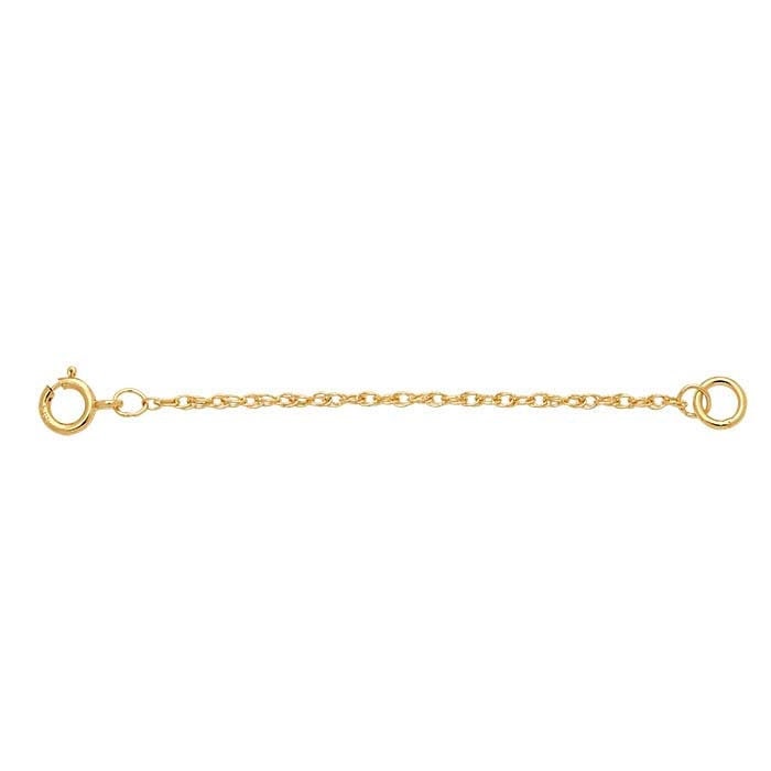 14k solid yellow gold rope chain extender, 2"l