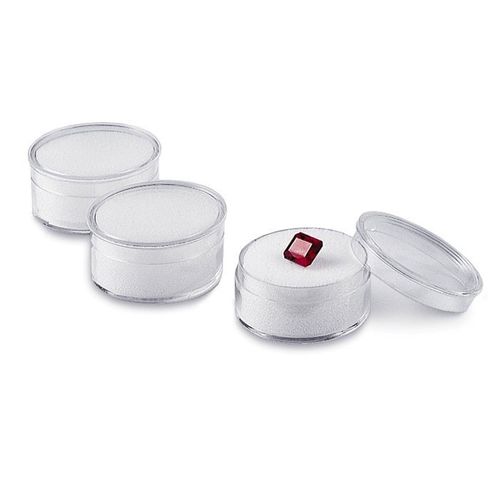 12pcs. clear acrylic round gem jar with white foam insert