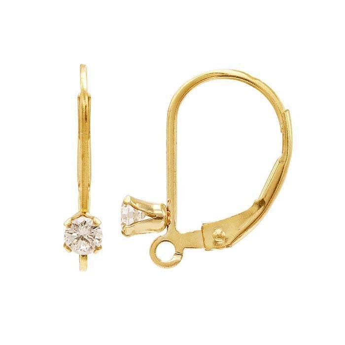 14k Gold-Filled Lever-Back Ear Wire with CZ (Pair)