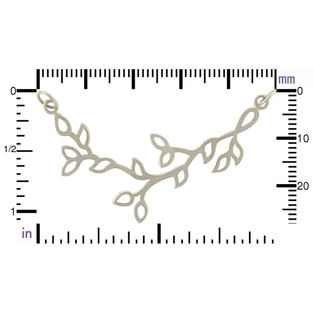 Branch with Leaves Festoon Silver Pendant
