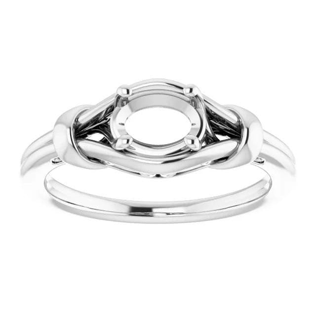 Oval knot ring mounting available in sterling silver, 14k yellow gold, and 14k rose gold. choose your size