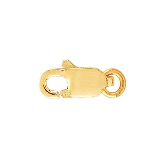 14K Solid White or Yellow Gold Oval Lobster Clasp, with ring, choose your size
