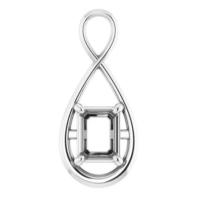 Pendant Mounting in 925 Sterling Silver,available in round, oval, and Emerald cut