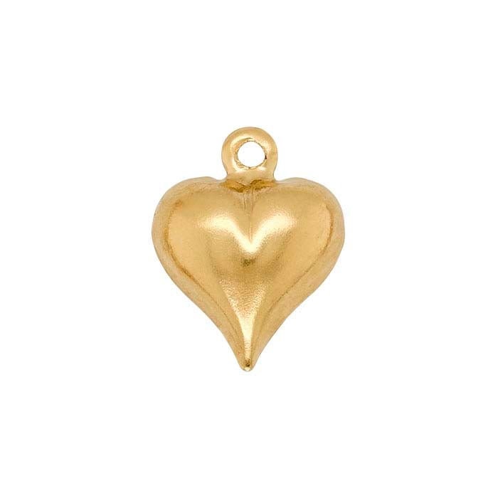 Yellow Gold-Filled Heart Charm, 13x10mm