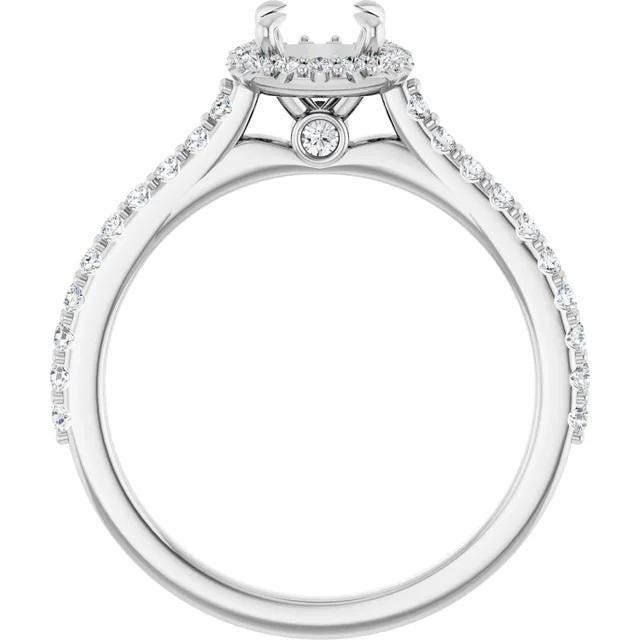 14K White Gold Cushion Lab-Grown Diamond Halo Engagement Ring Mounting (3/8 CTW)