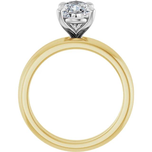 14K Yellow/White 10x7 mm Pear Solitaire Engagement Ring Mounting