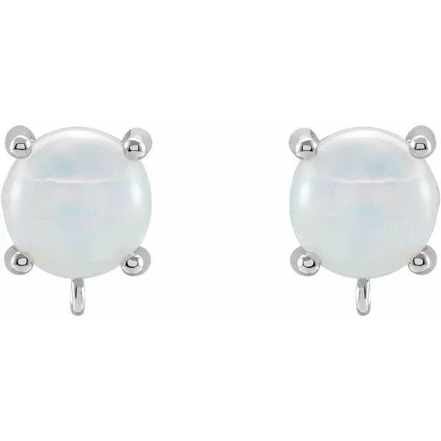 14K Gold Round Cabochon Earring Mounting with Ring (7mm or 8mm)