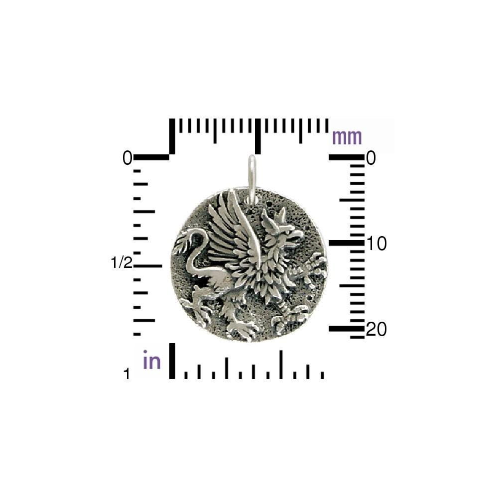 Sterling Silver Ancient Coin Charm - Griffin 22x18mm