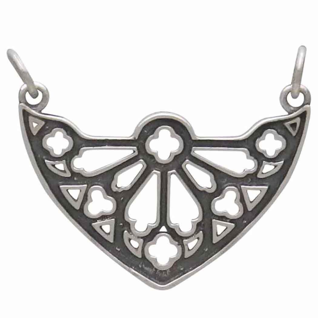 Silver Cathedral Rose Window Pendant Festoon 23x28mm