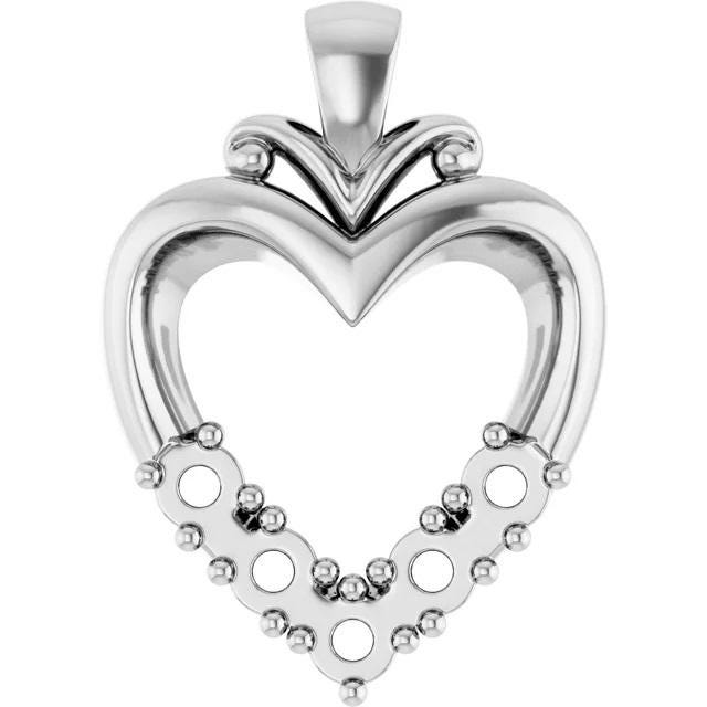 Sterling Silver Heart Pendant Mounting, choose up to 5 mountings for 3mm stones