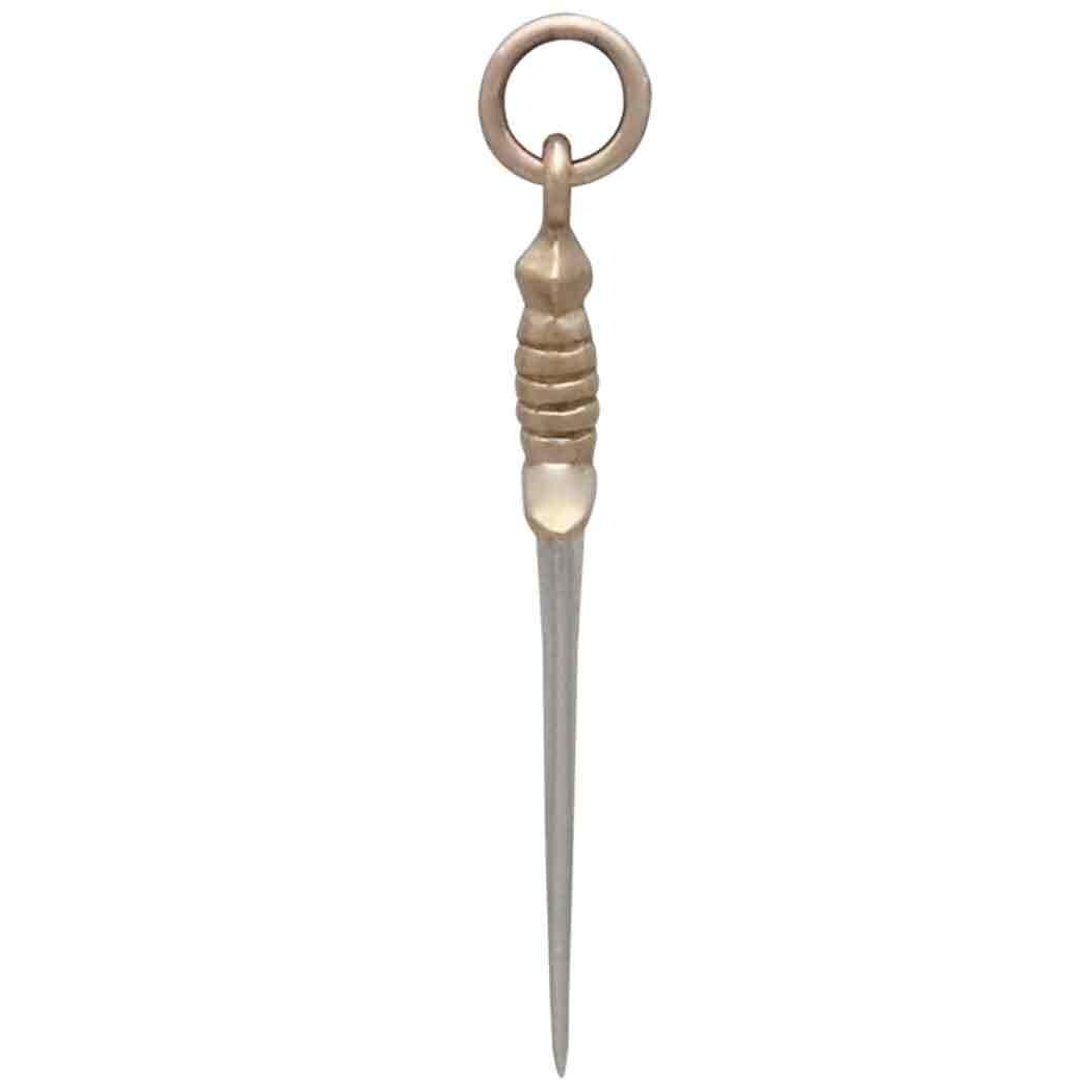 Sterling Silver Medium Sword Charm with Bronze 32x7mm