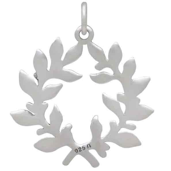 Sterling Silver Laurel Wreath Pendant 25x21mm
