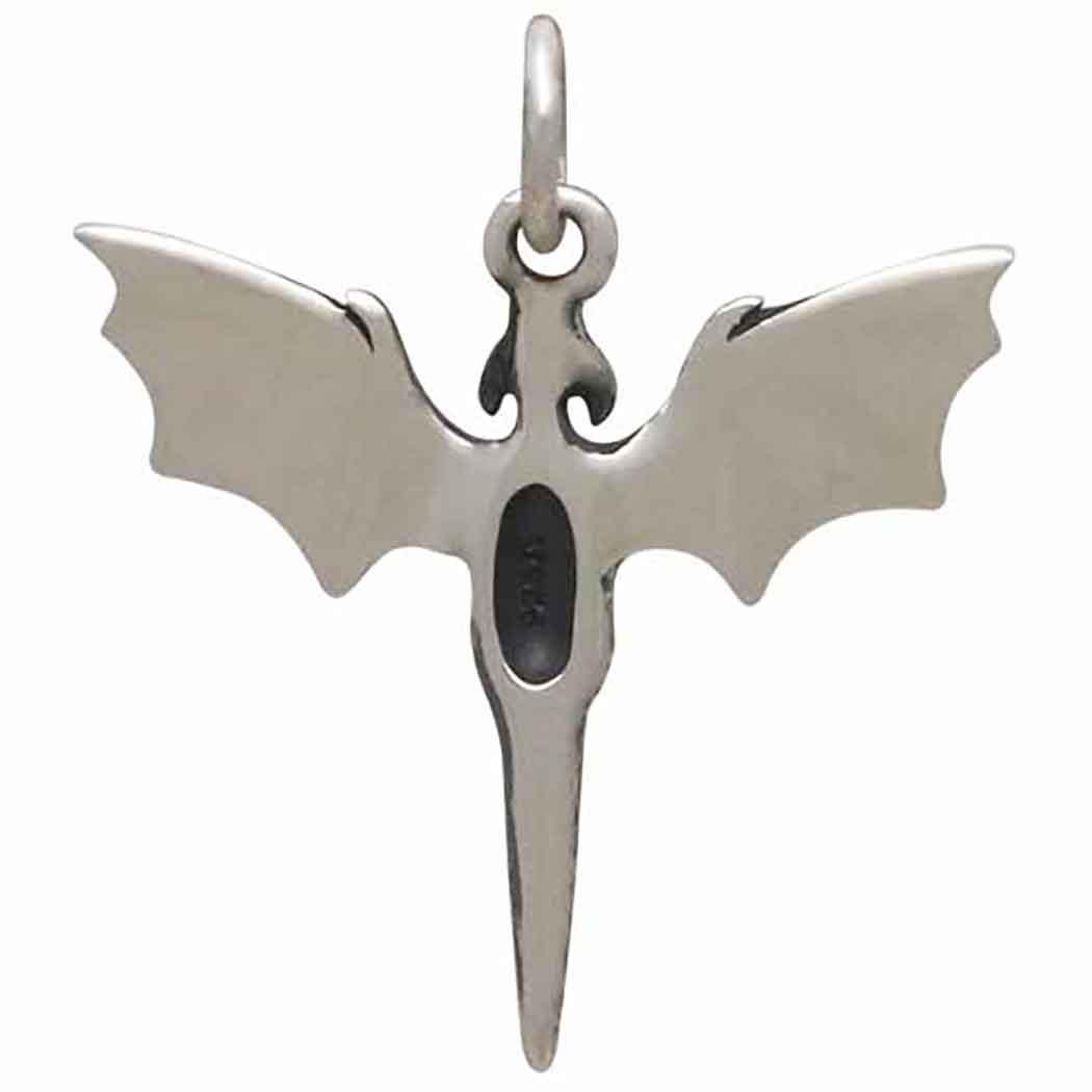 Sterling Silver Flying Dragon Charm 24x20mm