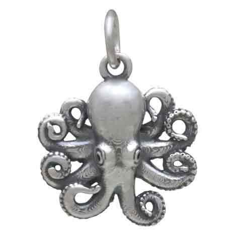 Sterling Silver Baby Octopus Charm 19x14mm