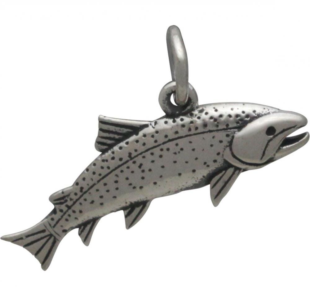 Sterling Silver Trout Charm - Fish Charm 11x20mm