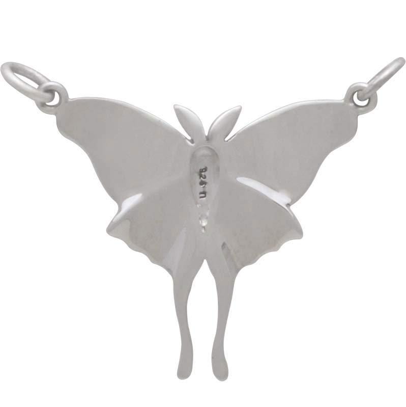 Sterling Silver Luna Moth Pendant Festoon 26x30mm
