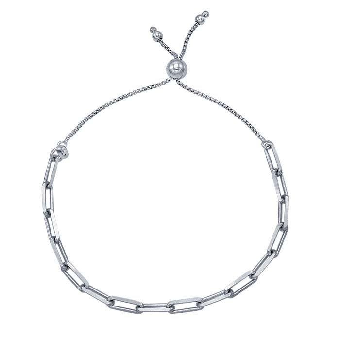 Sterling Silver Drawn Cable Chain Bracelet, Adjustable