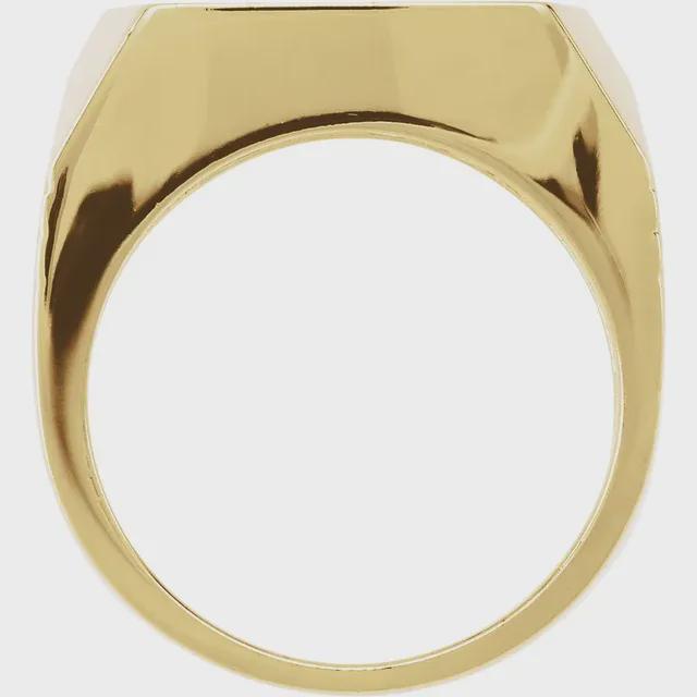 Men's Cabochon Ring Mounting with Black Onyx Flat Top in Sterling Silver, 10k Gold