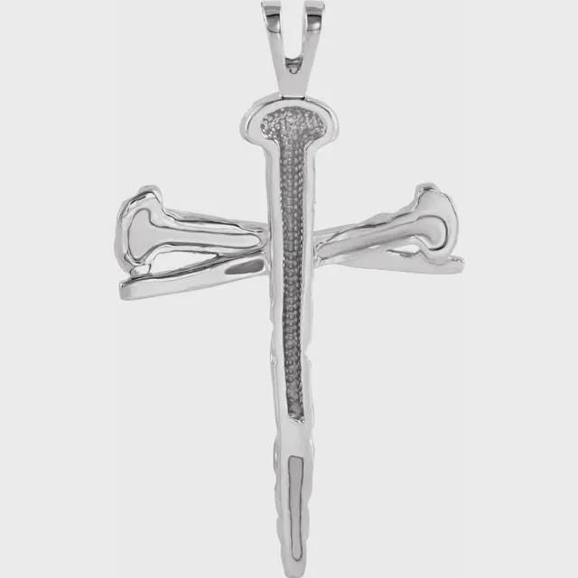 Sterling Silver Nail Design Cross Pendant, two sizes available