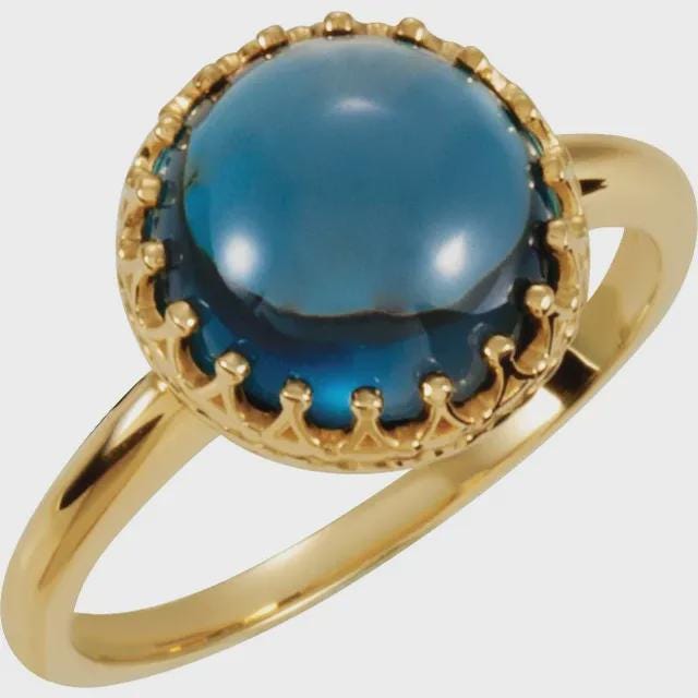 Round Cabochon Ring Mounting in Sterling Silver or 10k Gold, in 3 setting sizes available