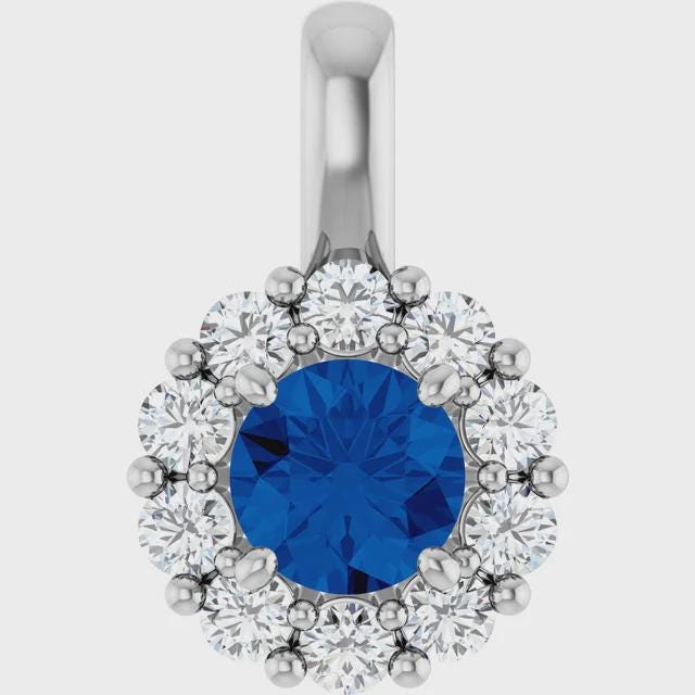 14K Gold Lab-Grown Diamond Semi-Set Pendant, Round or Oval