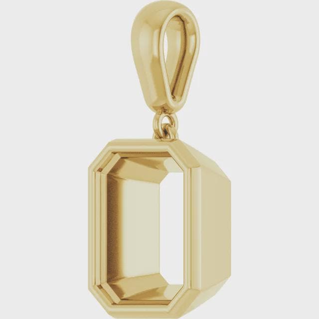 Emerald Charm/Pendant Mounting in Sterling Silver or 14k Gold, available also in custom sizes