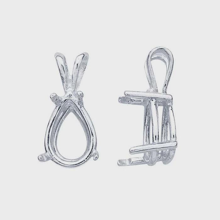 Sterling Silver Pear Readyset Basket Pendant Mounting, 5 sizes available