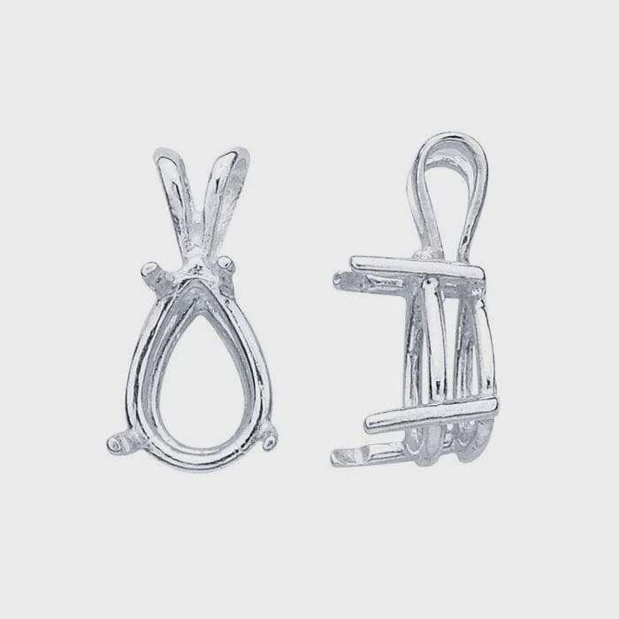 Sterling Silver Pear Readyset Basket Pendant Mounting, 5 sizes available