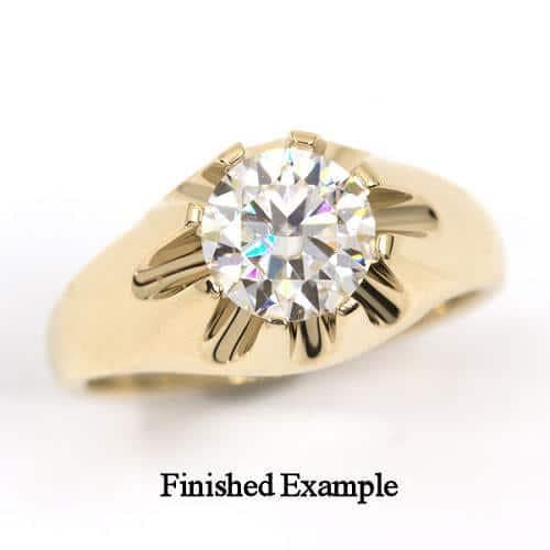 Men’s Round Gypsy Pre-notched Ring Mounting in Sterling Silver, 10k Gold, or 14k Gold