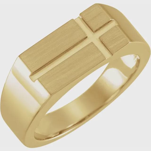 10.8x8.8 mm Rectangle Cross Signet Ring