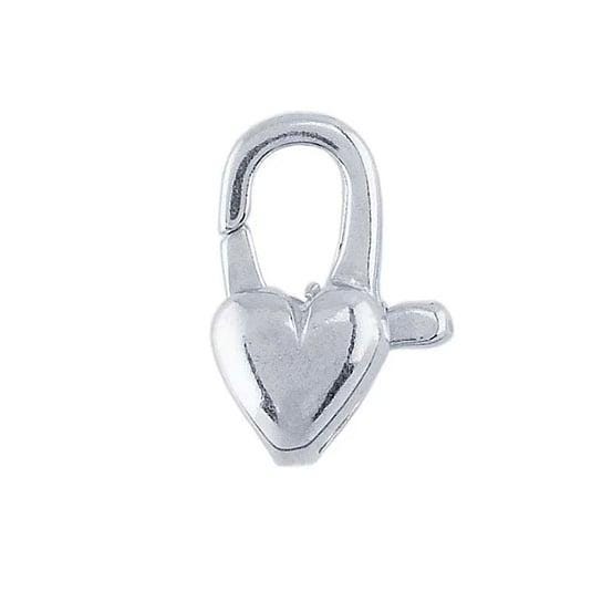 Sterling Silver 12.2 x 7.1mm Heart Lobster Clasp