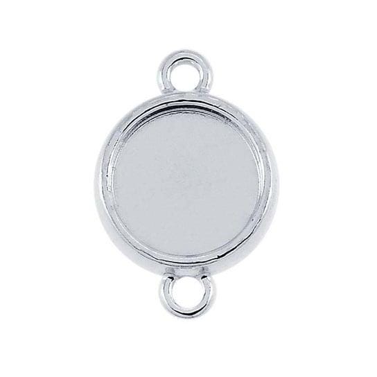 Sterling Silver Round Double-Sided Link Component Mounting, in 8 or 10mm setting size, Cabochon Mounting