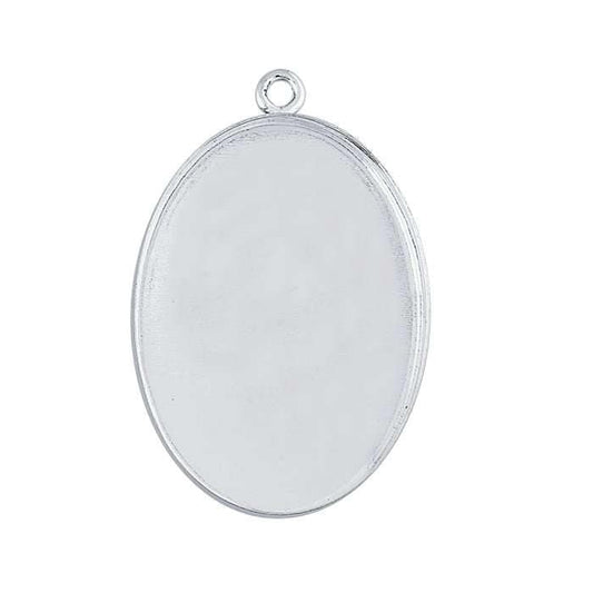 Sterling Silver 25 x 18mm Oval Bezel Component Mounting