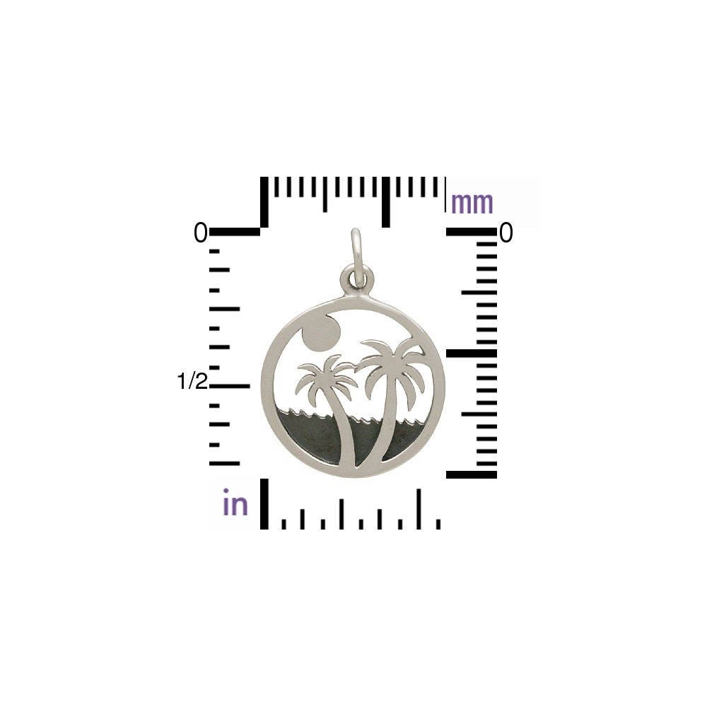 Sterling silver palm tree charm on island - beach charm