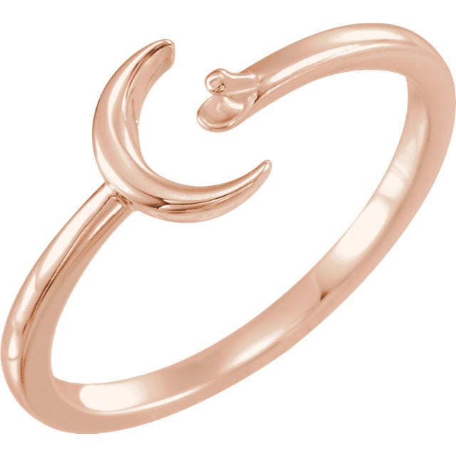 14k Gold Crescent Ring Mounting: 4mm Pearl Setting