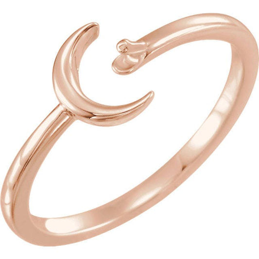 14k Gold Crescent Ring Mounting: 4mm Pearl Setting