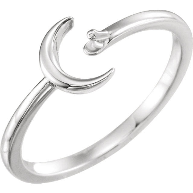 14k Gold Crescent Ring Mounting: 4mm Pearl Setting
