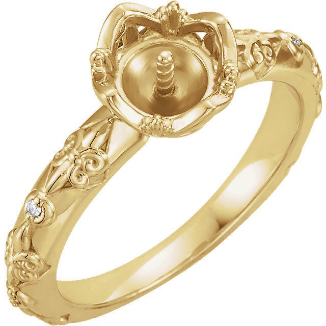 Vintage-Inspired Pearl Ring, choice of Silver or 14k Gold, unset or semi set