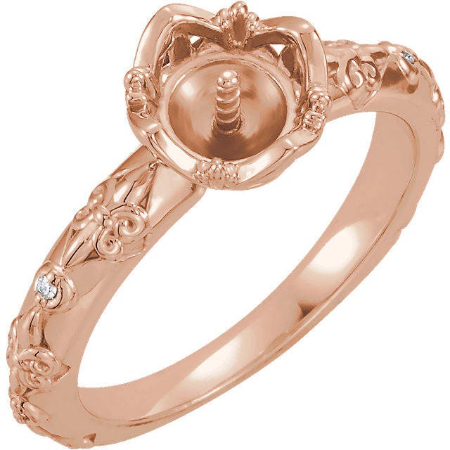 Vintage-Inspired Pearl Ring, choice of Silver or 14k Gold, unset or semi set