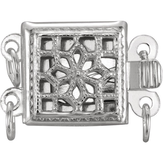 Square Safety Clasp 1- or 2- Strands, Sterling Silver